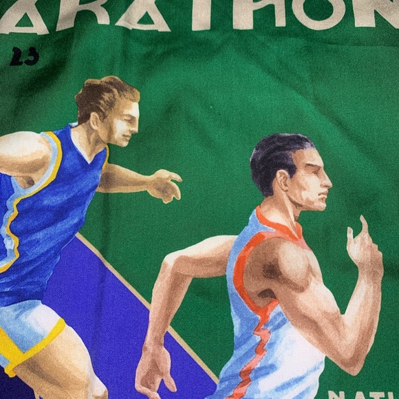 NWT Rare Hand Made 100% Silk Polo Ralph Lauren Marathon Sport Pocket Square - Picture 5 of 9